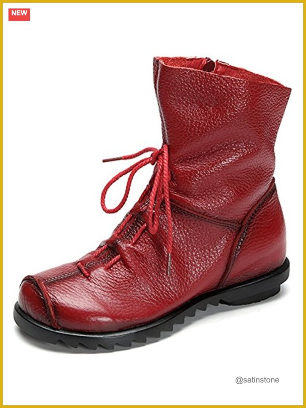 Genuine Leather Ankle Boots Women Zip Comfortable Flat Boots